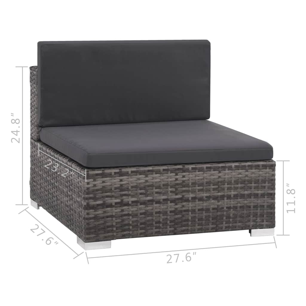 vidaXL 12 Piece Patio Lounge Set with Cushions Poly Rattan Gray-1