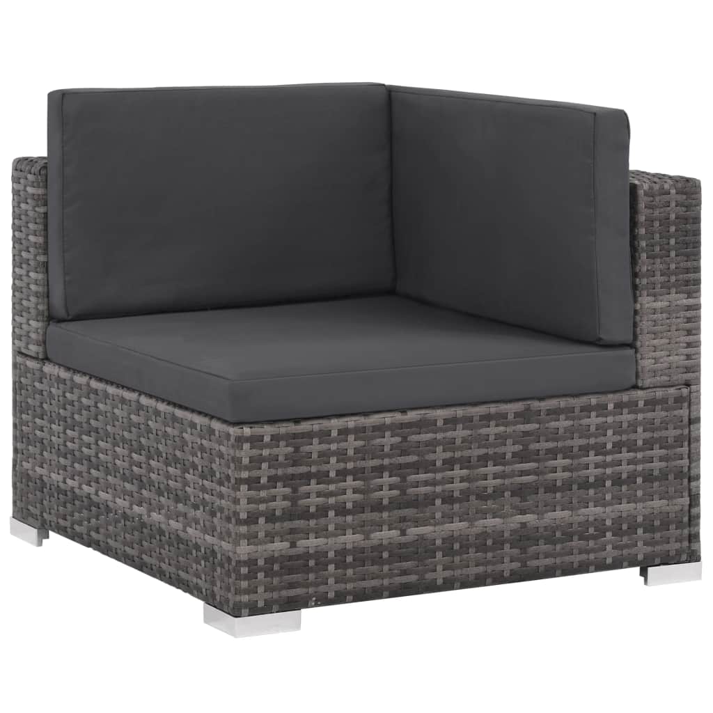 vidaXL 12 Piece Patio Lounge Set with Cushions Poly Rattan Gray-3