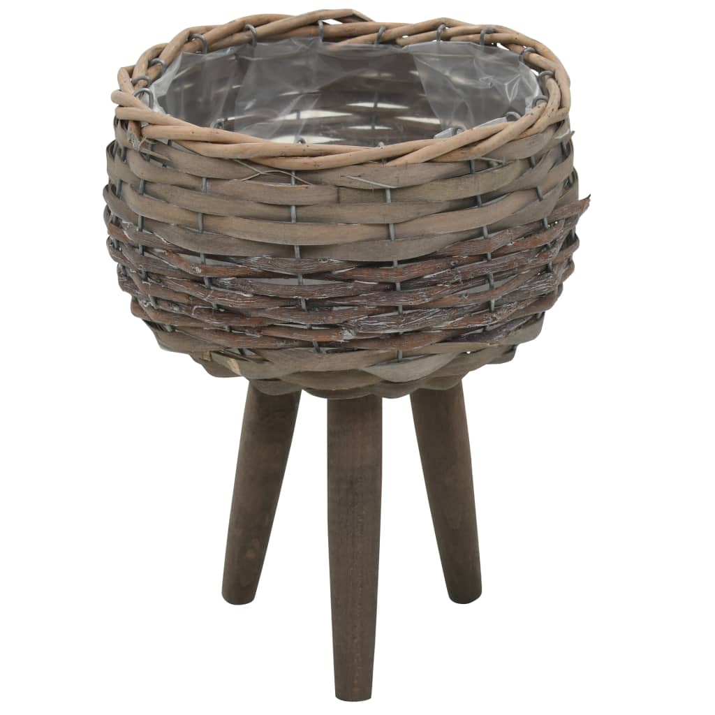 vidaXL Planter 3 pcs Wicker with PE Lining-3