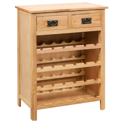 vidaXL Wine Cabinet Bottle Holder 2 Drawers Floor Wine Cabinet Solid Oak Wood-1