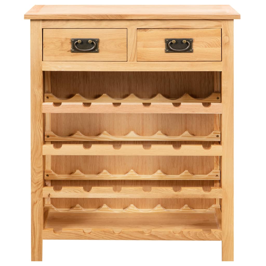 vidaXL Wine Cabinet Bottle Holder 2 Drawers Floor Wine Cabinet Solid Oak Wood-3