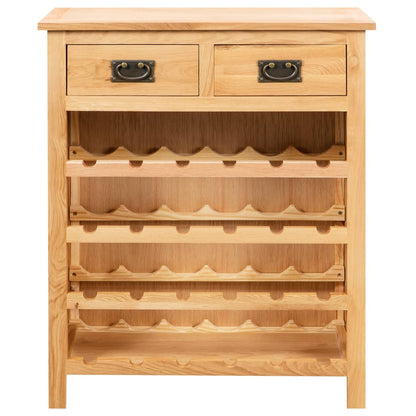 vidaXL Wine Cabinet Bottle Holder 2 Drawers Floor Wine Cabinet Solid Oak Wood-3