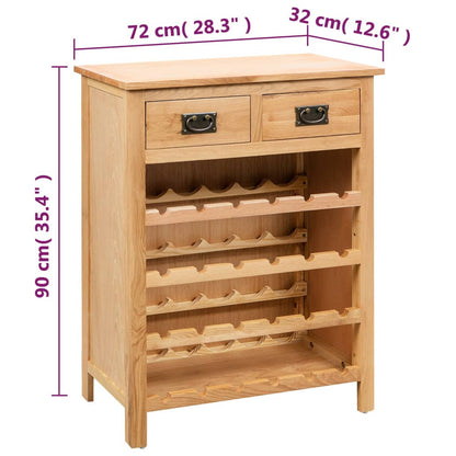 vidaXL Wine Cabinet Bottle Holder 2 Drawers Floor Wine Cabinet Solid Oak Wood-2