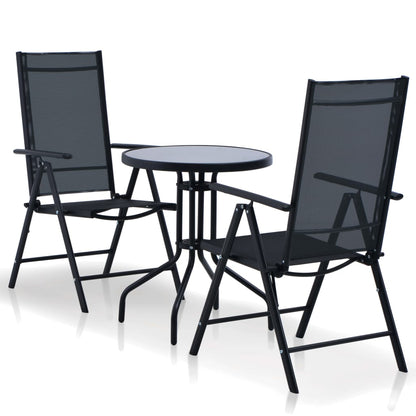 vidaXL 5 Piece Patio Dining Set Aluminum and Textilene Black-1