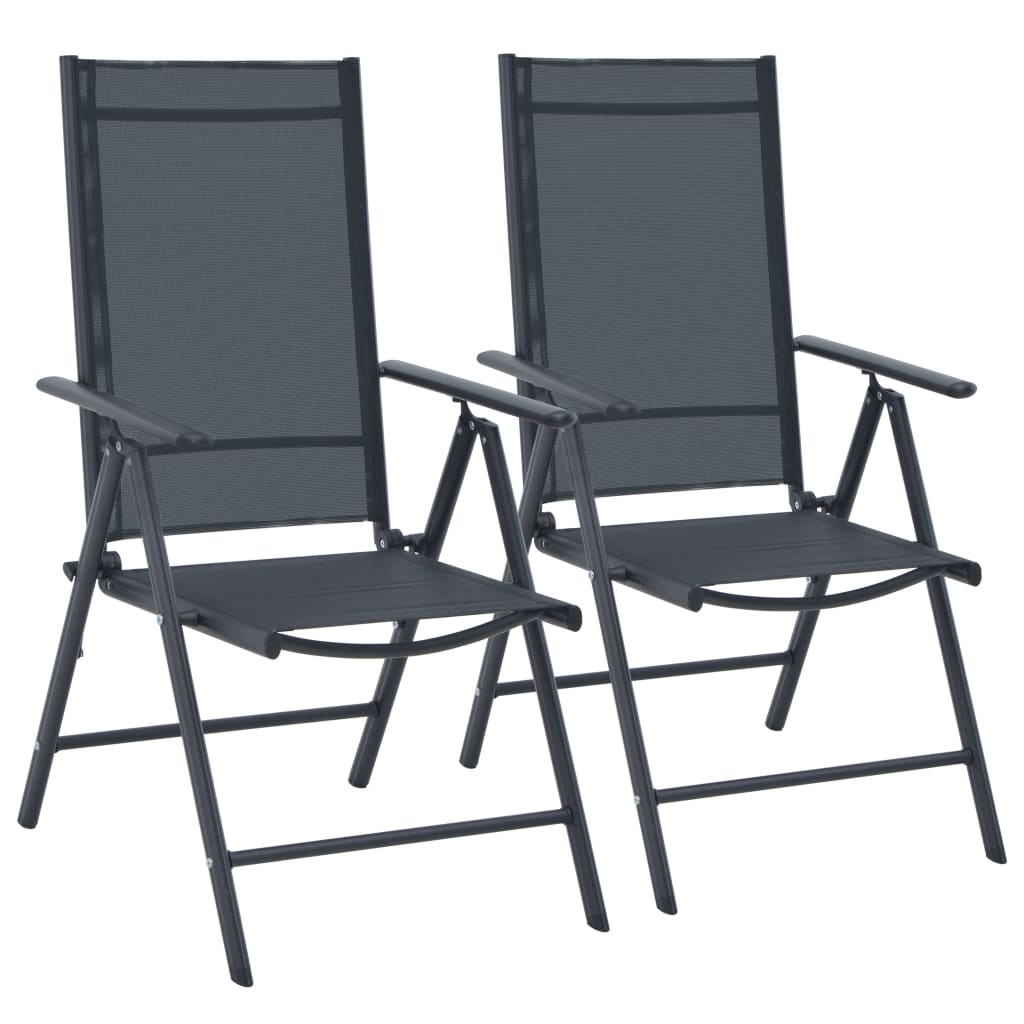 vidaXL 5 Piece Patio Dining Set Aluminum and Textilene Black-4