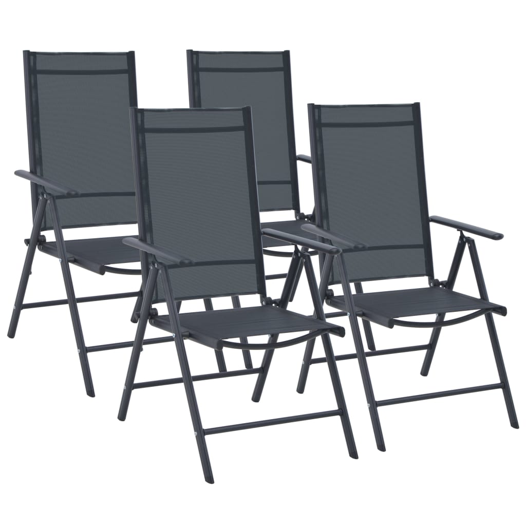 vidaXL 5 Piece Patio Dining Set Aluminum and Textilene Black-6