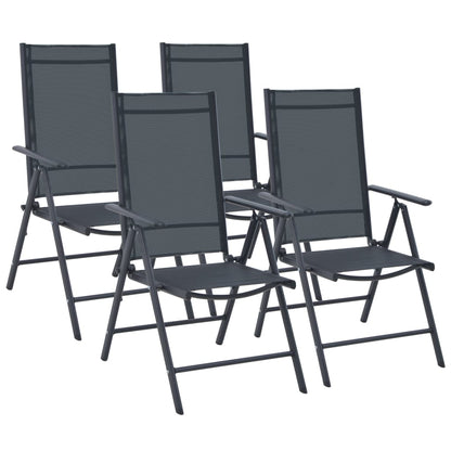 vidaXL 5 Piece Patio Dining Set Aluminum and Textilene Black-6