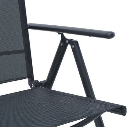 vidaXL 5 Piece Patio Dining Set Aluminum and Textilene Black-2