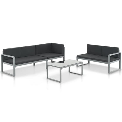 vidaXL 3 Piece Garden Lounge Set with Cushions Aluminum Black-0