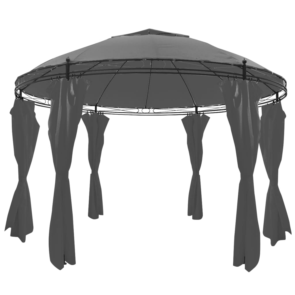vidaXL Gazebo Round Pop up Canopy Tent Patio Pavilion Sunshade with Curtains-1