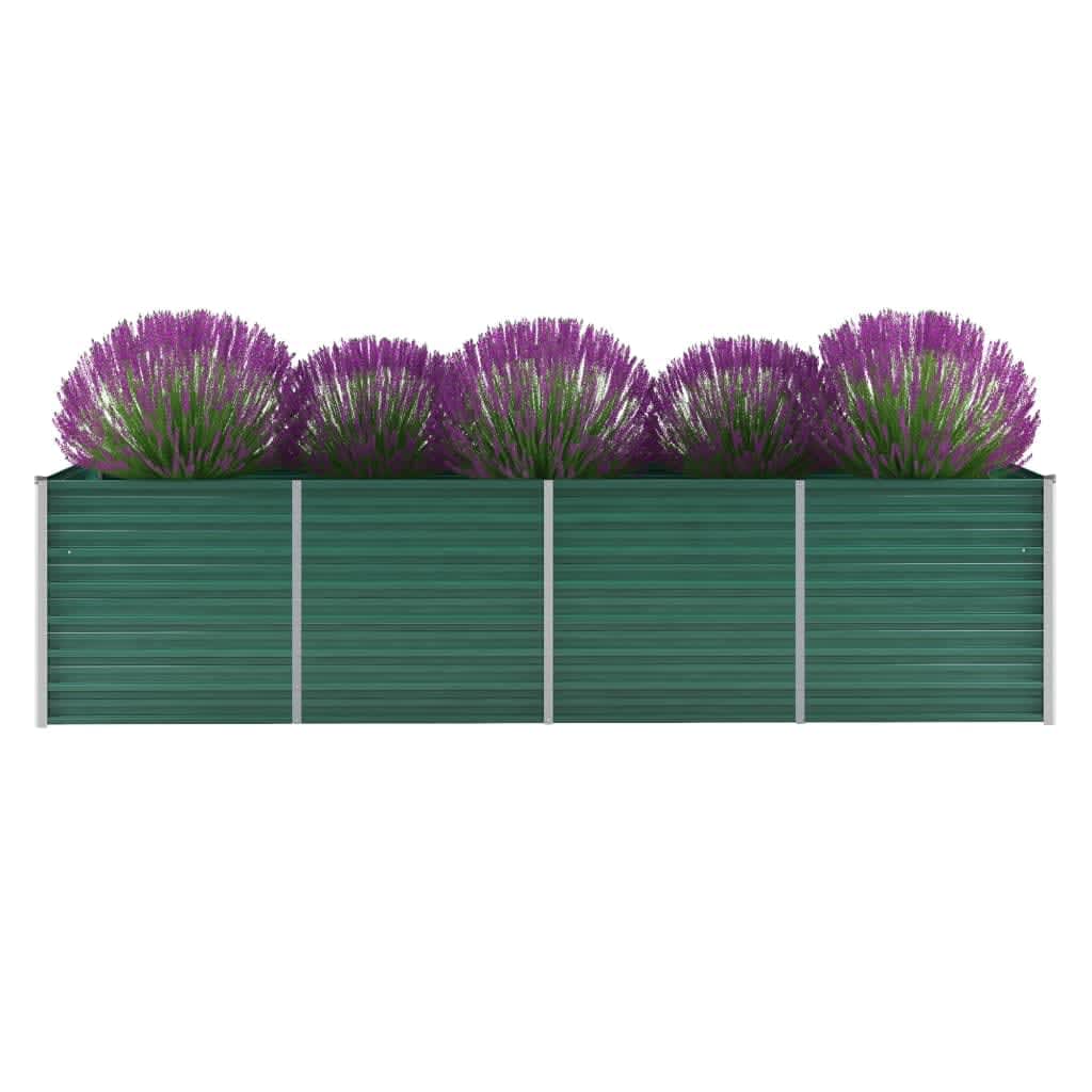 vidaXL Raised Garden Bed Raised Flower Bed Galvanized Steel Planter Green-14
