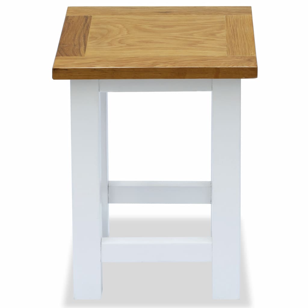vidaXL End Table 10.6"x9.4"x14.6" Solid Oak Wood-1