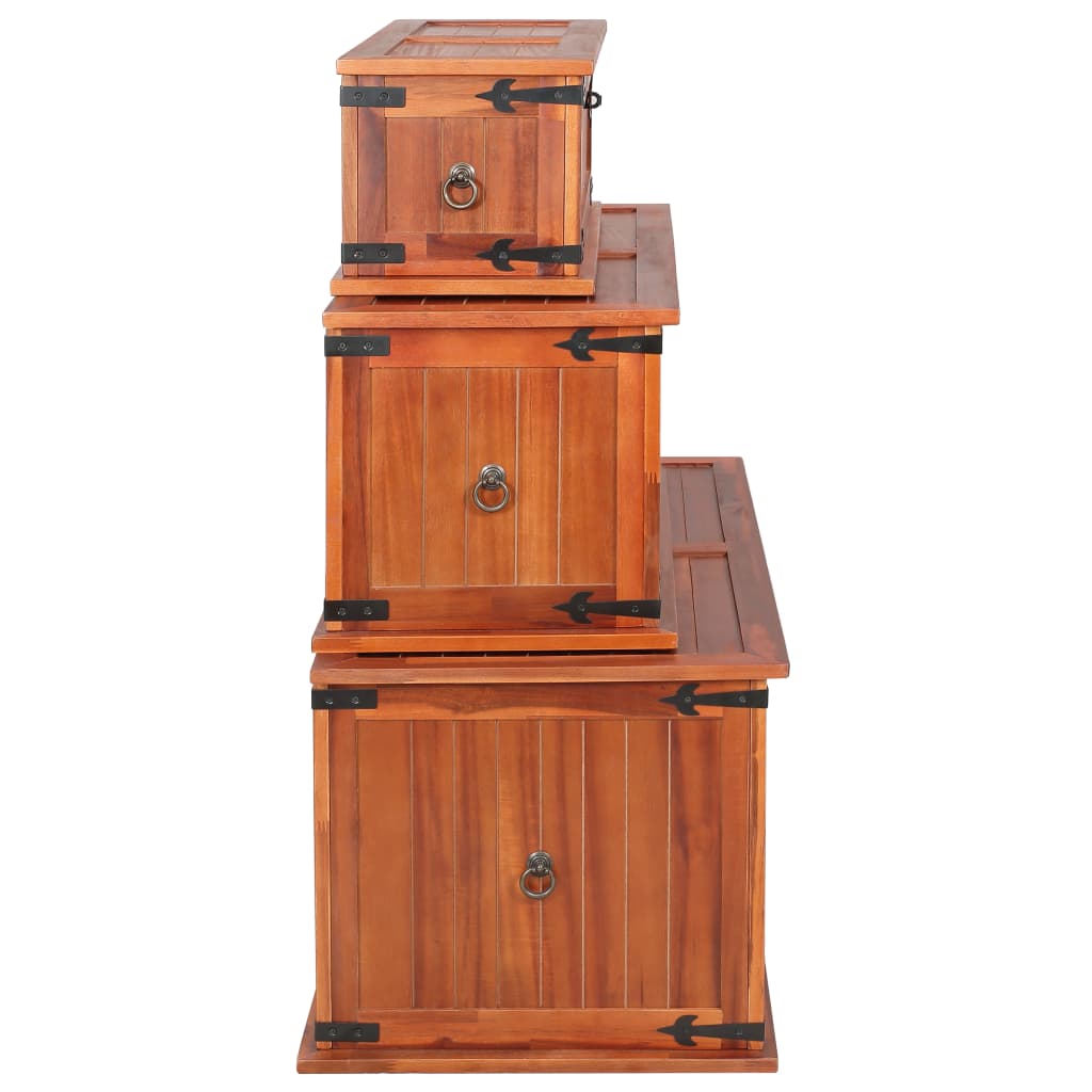 vidaXL Storage Chests 3 pcs Solid Acacia Wood-2