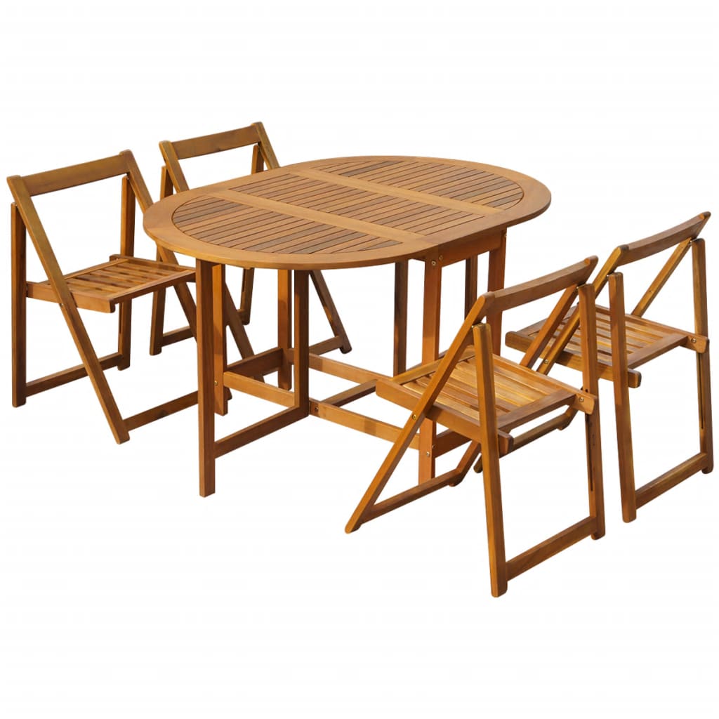 vidaXL 5 Piece Folding Patio Dining Set Solid Acacia Wood-0