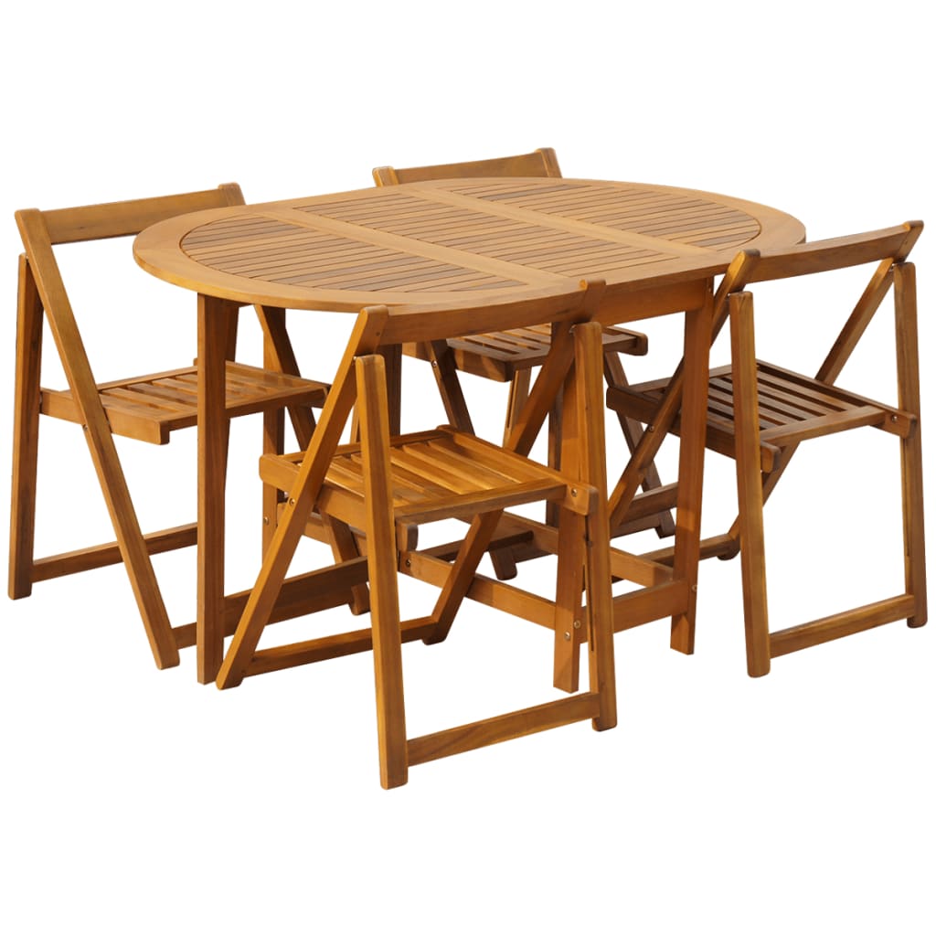 vidaXL 5 Piece Folding Patio Dining Set Solid Acacia Wood-1