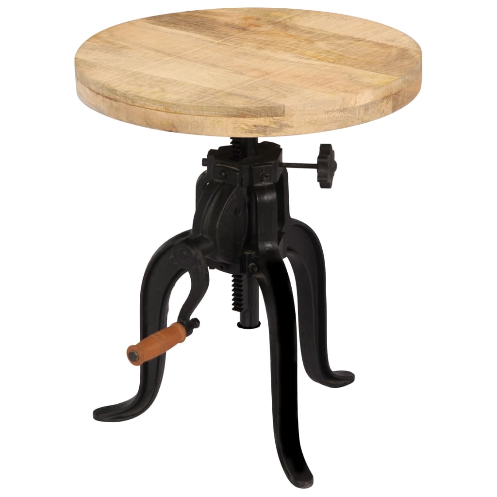 vidaXL Side Table 17.7"x (17.7"-24.4") Solid Mango Wood and Cast Iron-0