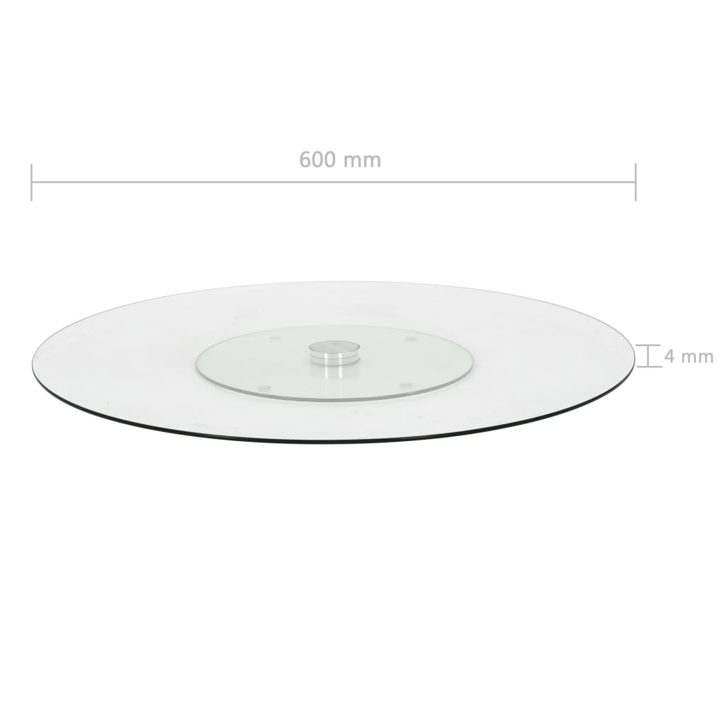 vidaXL Rotating Serving Plate Transparent 23.6" Tempered Glass-3