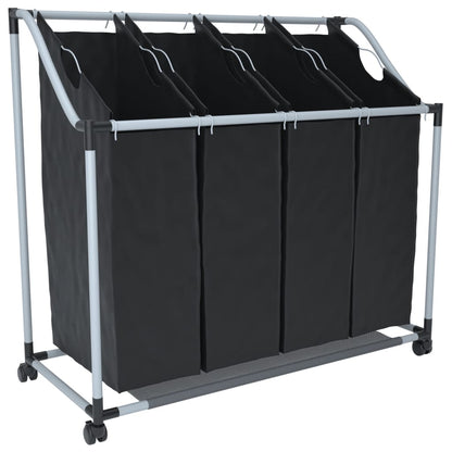 vidaXL Laundry Sorter with 4 Bags Black Gray-1