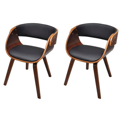 vidaXL Dining Chair Kitchen Chair with Armrests Bent Wood and Faux Leather-0