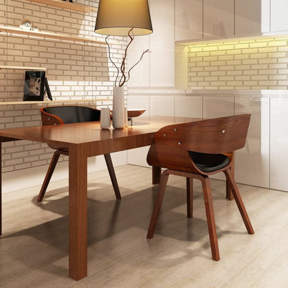 vidaXL Dining Chair Kitchen Chair with Armrests Bent Wood and Faux Leather-5
