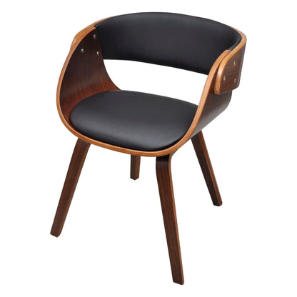 vidaXL Dining Chair Kitchen Chair with Armrests Bent Wood and Faux Leather-2