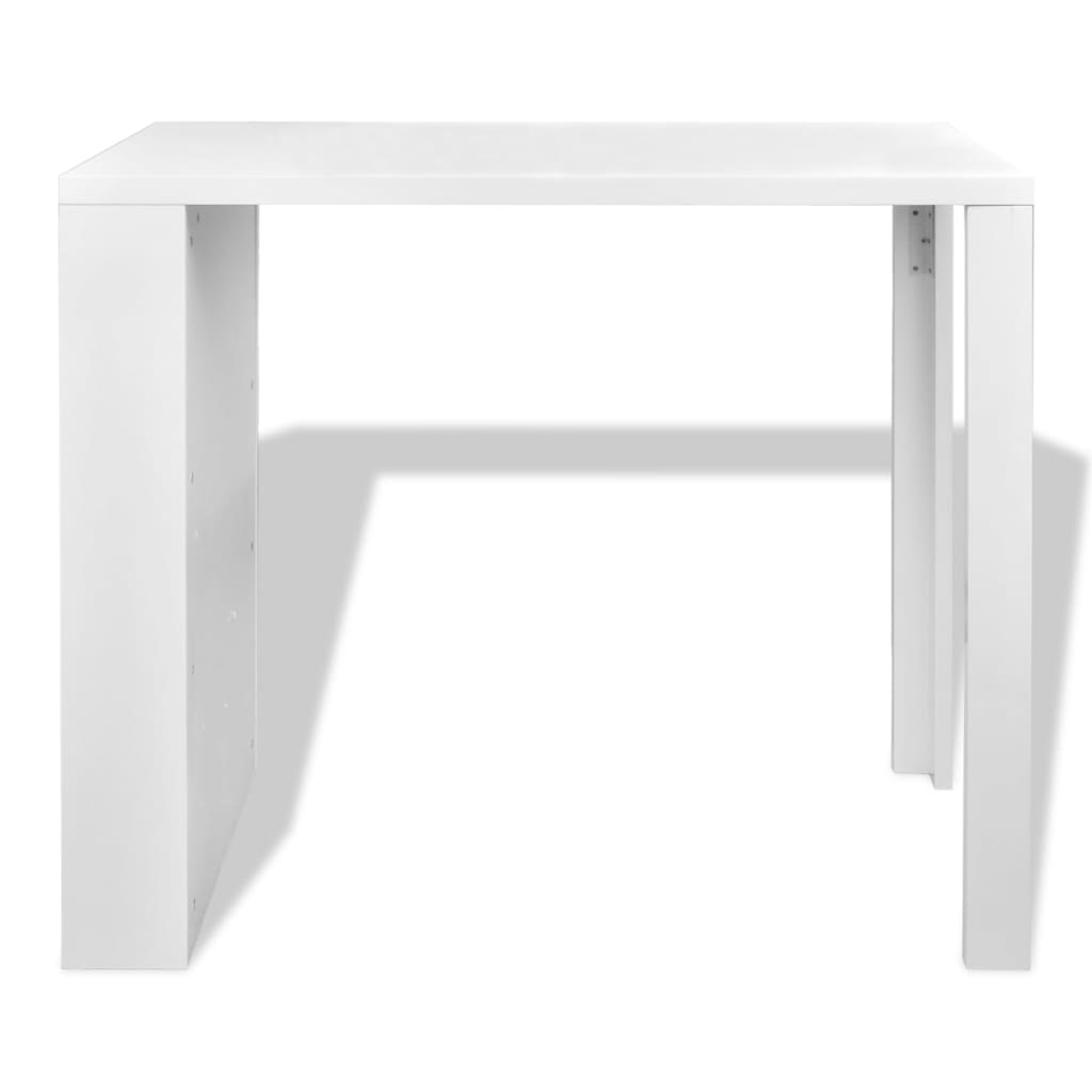vidaXL Bar Table MDF with Wine Rack High Gloss White-2