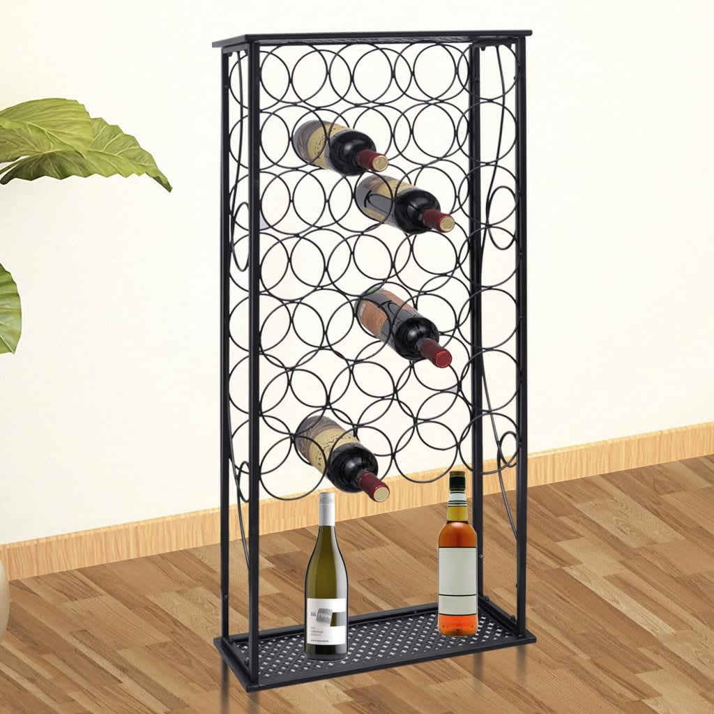 vidaXL Wine Rack Wine Bottle Holder Pantry Floor Wine Cabinet Organizer Metal-8