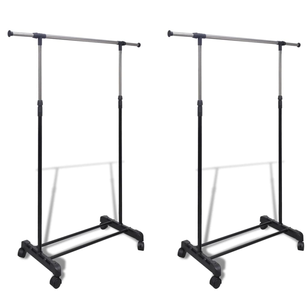vidaXL Adjustable Clothes Rack 4 Castors 2 Hanging Rails-2