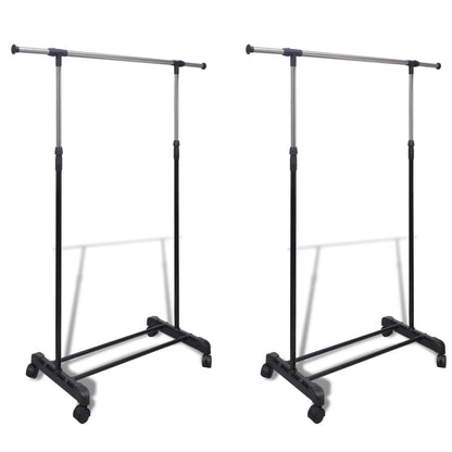 vidaXL Adjustable Clothes Rack 4 Castors 2 Hanging Rails-2