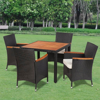 vidaXL Patio Dining Set Outdoor Dining Table and Chairs Poly Rattan Black-6