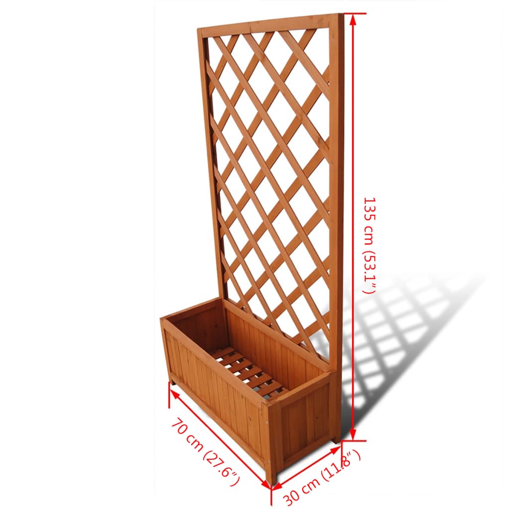 vidaXL Planter Raised Flower Bed Trellis Patio Raised Bed Plant Pot Solid Wood-2