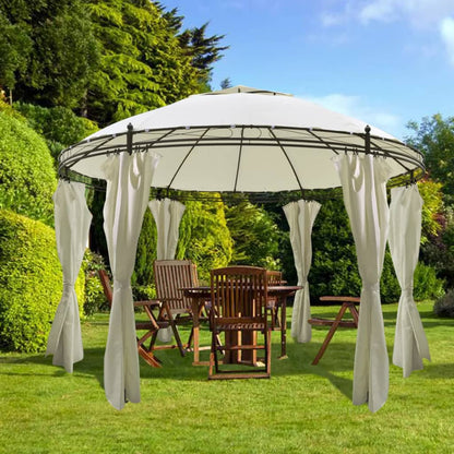 vidaXL Gazebo Round Pop up Canopy Tent Patio Pavilion Sunshade with Curtains-5