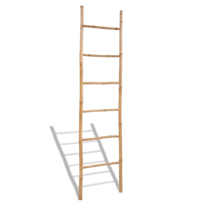 vidaXL Towel Ladder with 6 Rungs Bamboo Bathroom Rack Organizer Stand Hanger-0