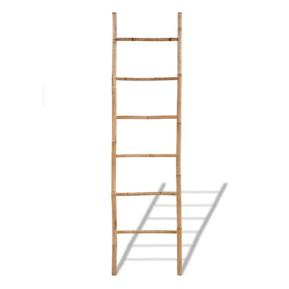 vidaXL Towel Ladder with 6 Rungs Bamboo Bathroom Rack Organizer Stand Hanger-1