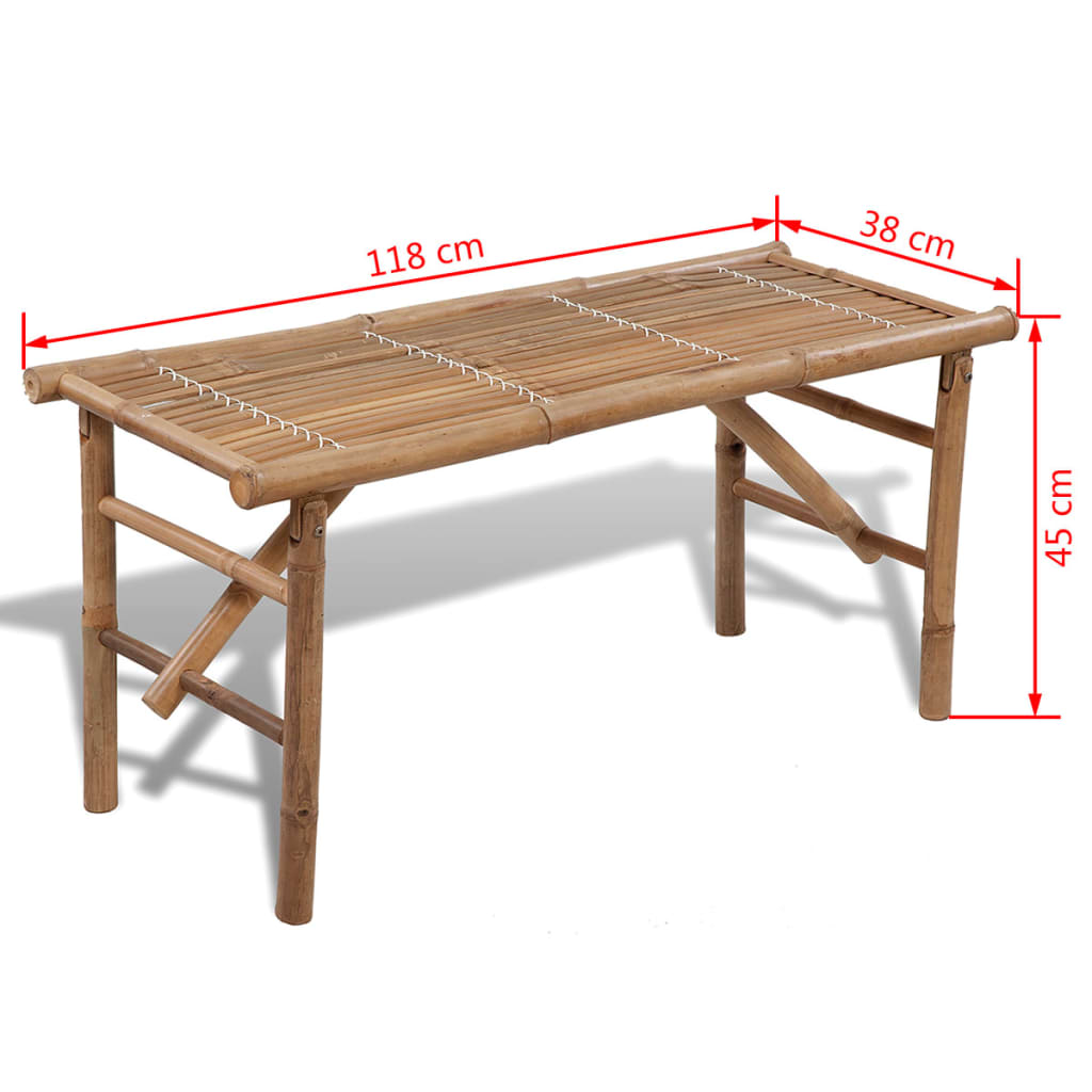vidaXL Folding Patio Bench 46.5" Bamboo-3