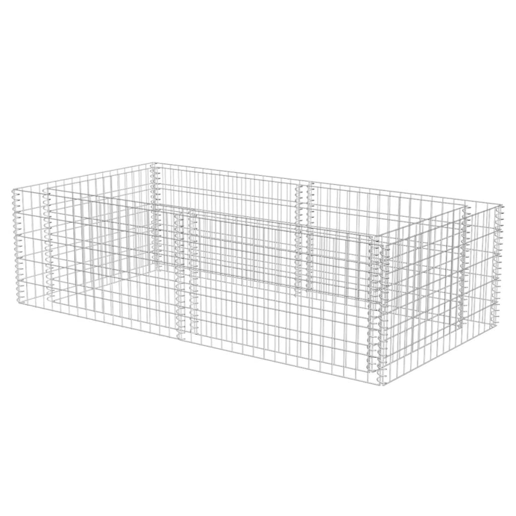 vidaXL Gabion Planter Gabion Basket Post Raised Garden Bed Galvanized Steel-0
