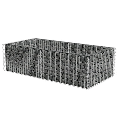 vidaXL Gabion Planter Gabion Basket Post Raised Garden Bed Galvanized Steel-4