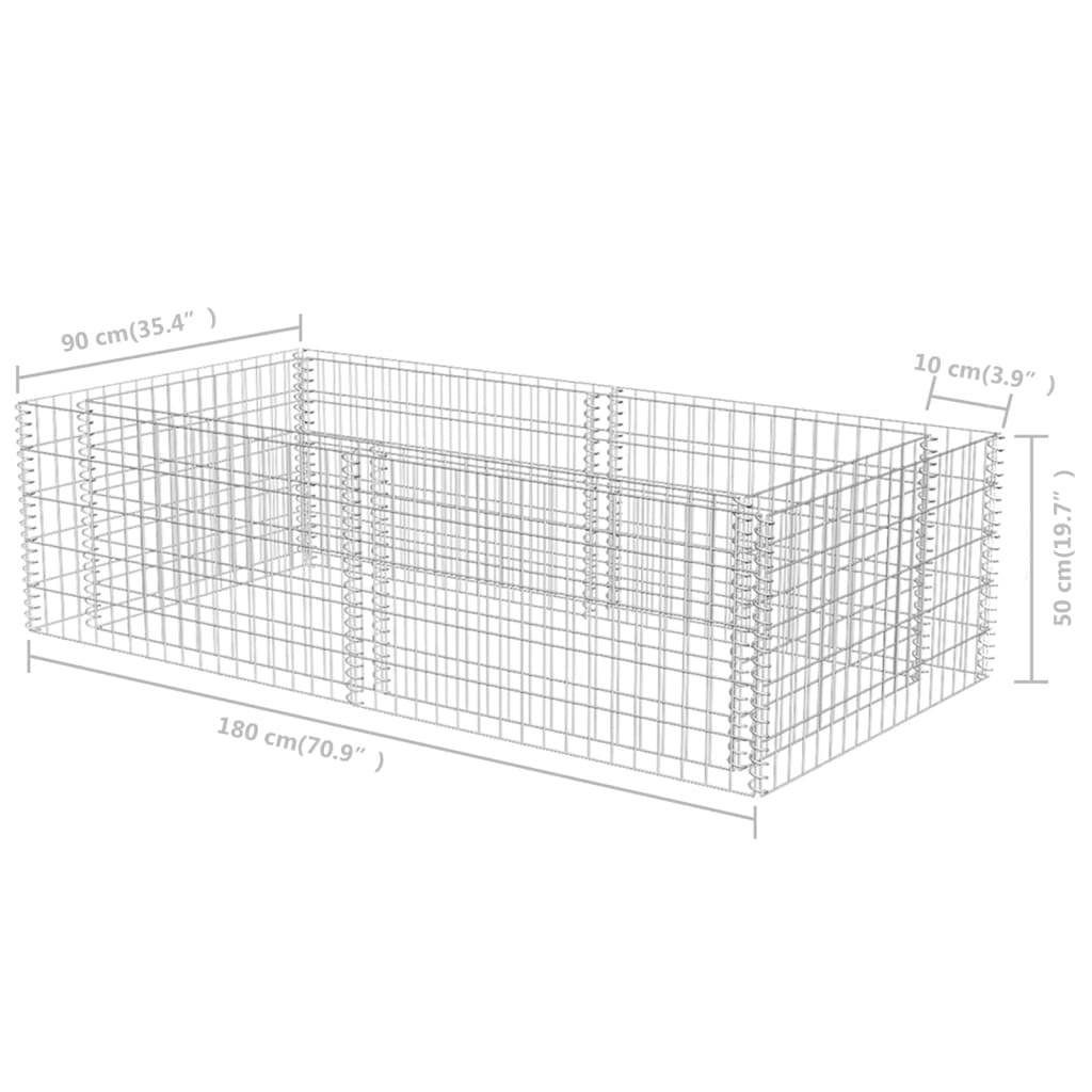 vidaXL Gabion Planter Gabion Basket Post Raised Garden Bed Galvanized Steel-3