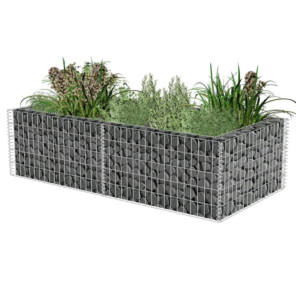 vidaXL Gabion Planter Gabion Basket Post Raised Garden Bed Galvanized Steel-2
