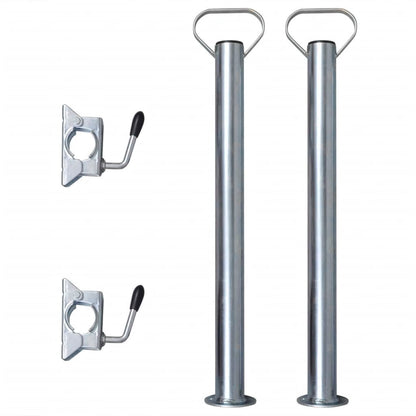 vidaXL 2 Support Tubes with 2 Split Clamps for 1.9" Jockey Wheel-0