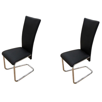 vidaXL Dining Chairs 2 pcs Black Faux Leather-1