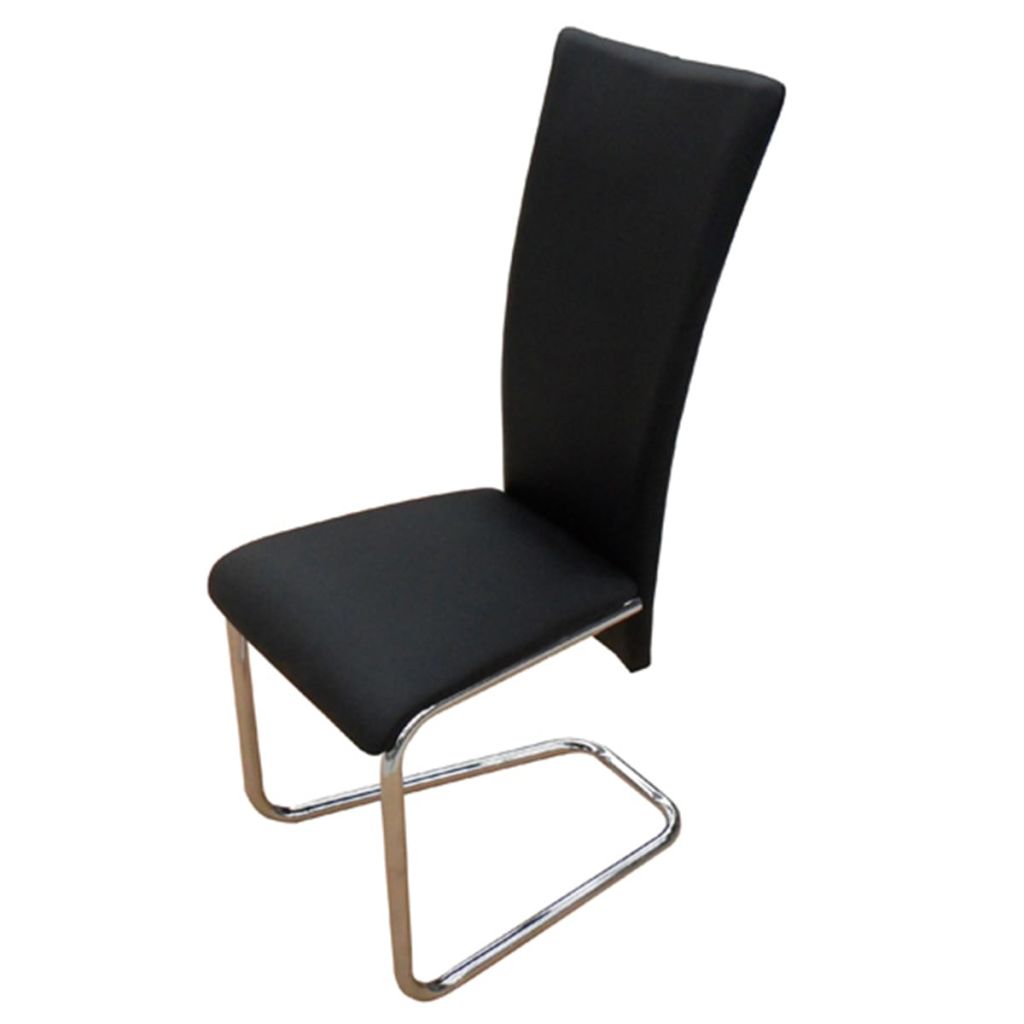 vidaXL Dining Chairs 2 pcs Black Faux Leather-2