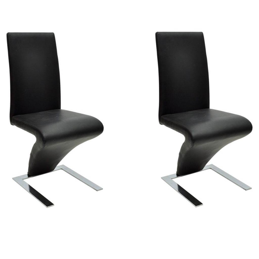 vidaXL Dining Chairs 2 pcs Black Faux Leather-1