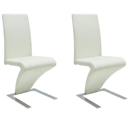 vidaXL Dining Chairs 2 pcs White Faux Leather-1