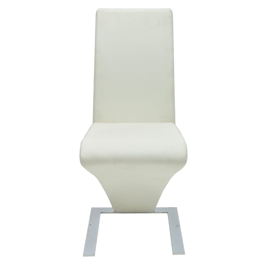 vidaXL Dining Chairs 2 pcs White Faux Leather-2