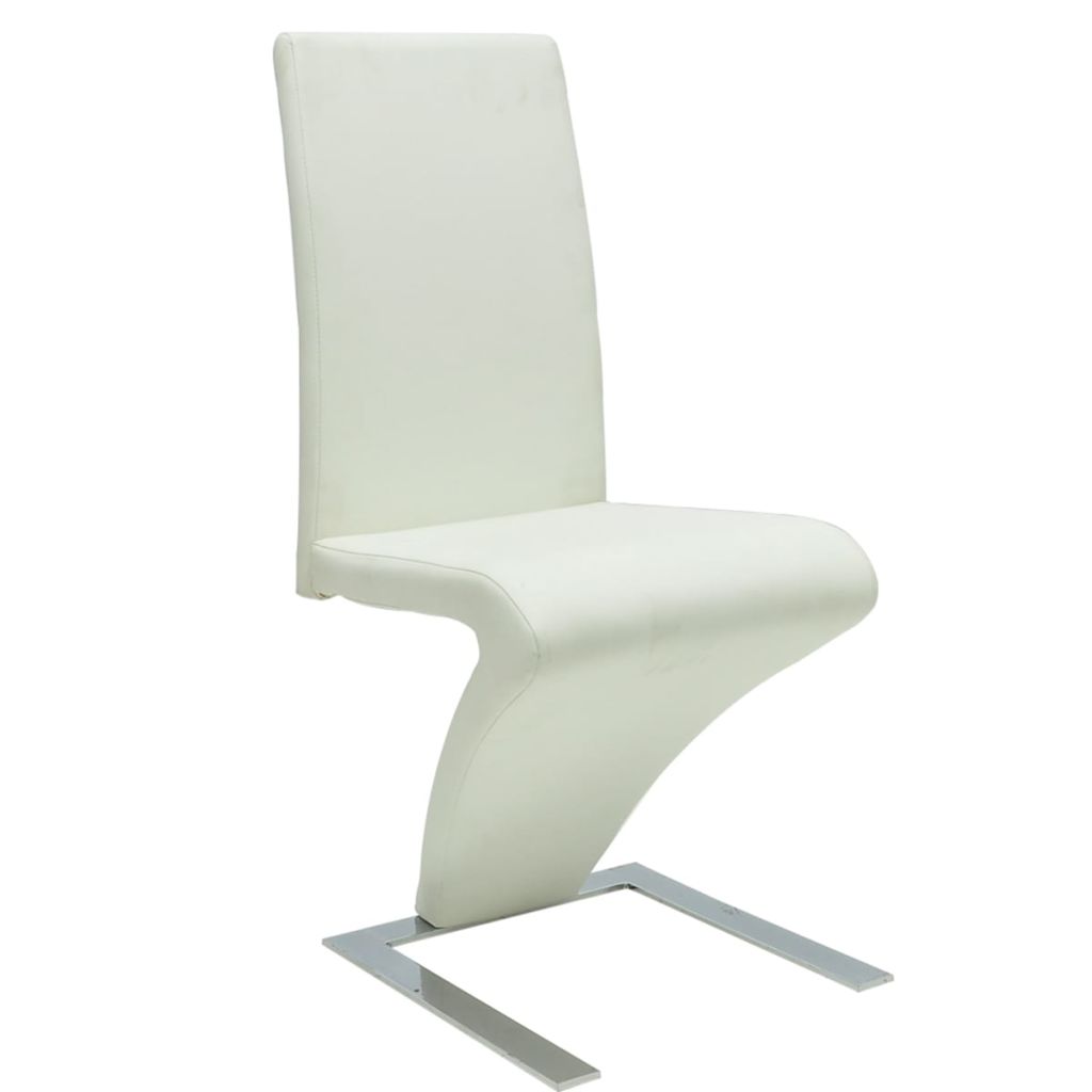 vidaXL Dining Chairs 2 pcs White Faux Leather-3