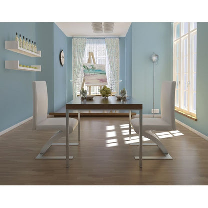 vidaXL Dining Chairs 2 pcs White Faux Leather-0