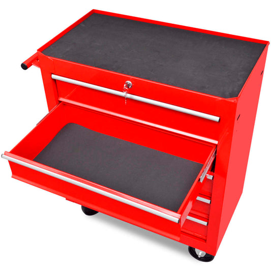 vidaXL Red Workshop Tool Trolley 5 Drawers-0