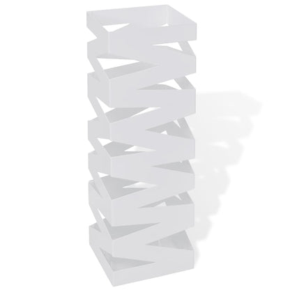 vidaXL White Square Umbrella Stand Storage Holder Walking Stick Steel 19.1"-0