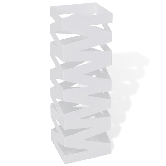 vidaXL White Square Umbrella Stand Storage Holder Walking Stick Steel 19.1"-0